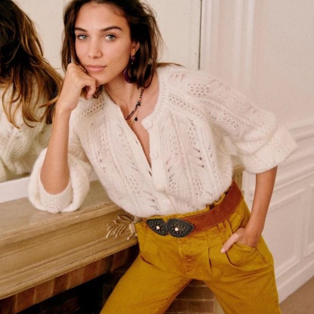 🌙✨Sezane Alma Cardigan cream/white Knit Cardigan